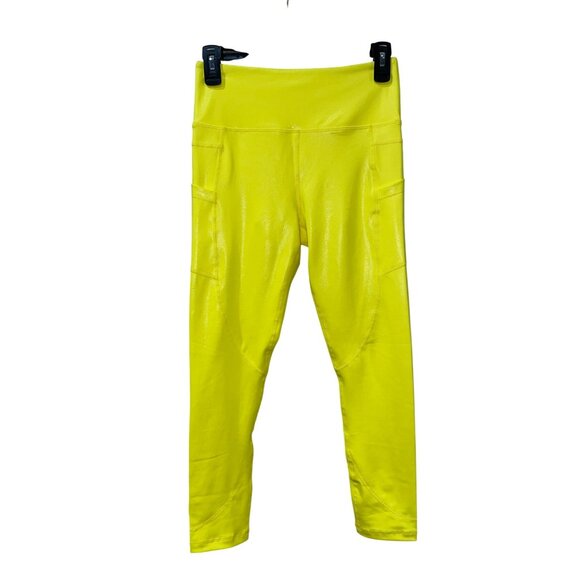 Zyia Active Neon Yellow Metallic Pocket Light N Tight Hi-Rise 7/8 Leggings (6-8 - Picture 1 of 6
